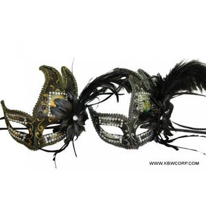 Venetian Asymmetrical Mask with Feathers