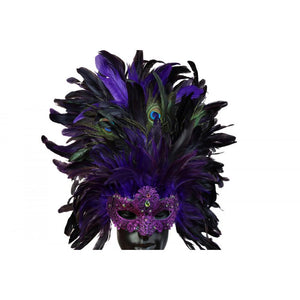 Venetian Mask with Coque & Peacock Feathers