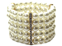 Load image into Gallery viewer, Pearl 5 Row Stretch Bracelet
