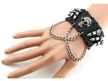 Load image into Gallery viewer, Cuff Leather Skull and Chains
