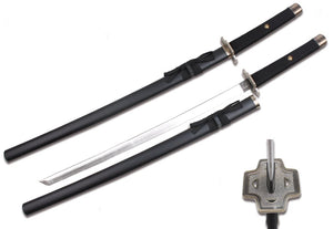 Foam Samurai Sword w/Pewter Cross Hilt & Black Wooden Scabbard