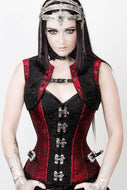 Red&Black Brocade Corset w-Belt with a Pouch & Bolero