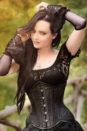 Black Taffeta Underbust Corset Curvy Waist in 30,34