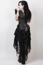 Load image into Gallery viewer, Corset Dress Black Lace and Brocade With High-Lo skirt

