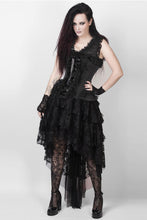 Load image into Gallery viewer, Corset Dress Black Lace and Brocade With High-Lo skirt
