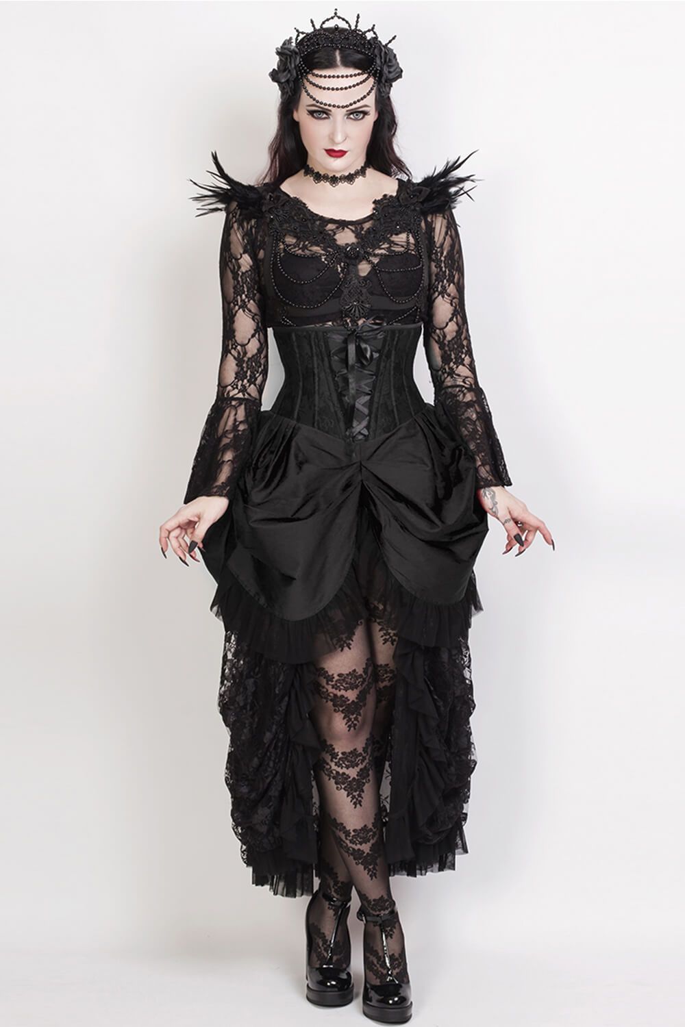 Underbust Corset Dress Black velvet
