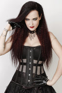 Black Mesh Overbust Corset with Curvy Hipline