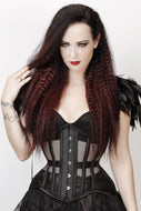 Black Mesh Underbust Corset with Curvy Hipline