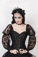 Load image into Gallery viewer, Black Lace Overlay Corset With Sleeves
