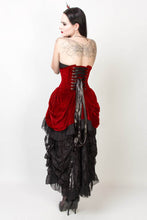 Load image into Gallery viewer, Underbust Corset Maroon and Black Velvet Dress With Bustle
