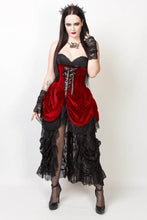 Load image into Gallery viewer, Underbust Corset Maroon and Black Velvet Dress With Bustle
