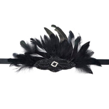 Load image into Gallery viewer, Headband Beaded Feather Black
