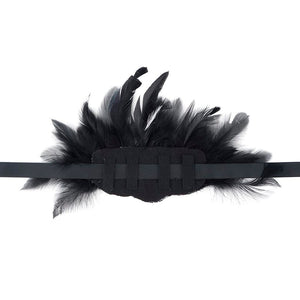 Headband Beaded Feather Black