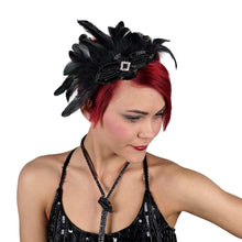 Load image into Gallery viewer, Headband Beaded Feather Black
