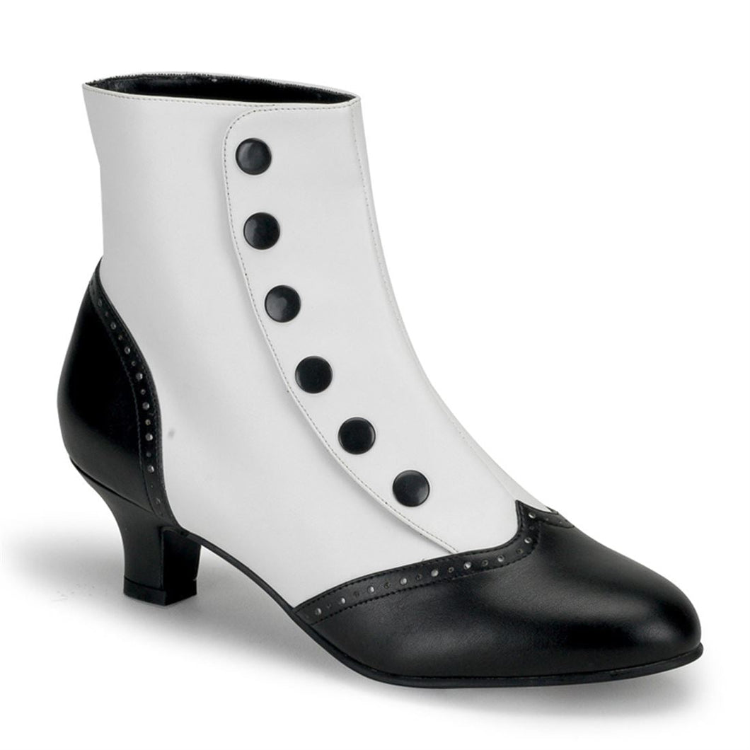 Ladies Ankle Black/White Spat Ankle Boot