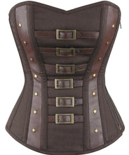 Load image into Gallery viewer, Corset Overbust Brown w/ 6 Buckles
