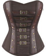 Steampunk Overbust Brown Corset w/ 6 Buckles Sizes 20, 30