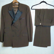 Vintage 70's Brown Tux 44R Dbl brst 2pc Tuxedo