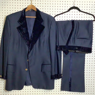 Vintage 70's Tux 44R Navy 2pc Tuxedo
