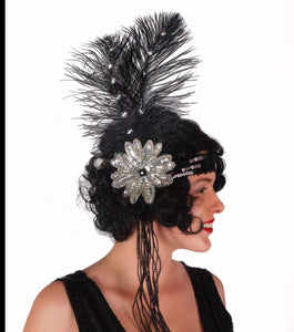 Sequins Flapper Headband w/ Feathers