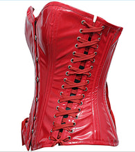 Load image into Gallery viewer, Corset Overbust Lahm PVC Vinyl Red
