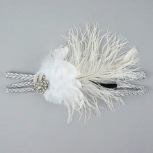 Load image into Gallery viewer, Feather Flapper Headband White/Silver
